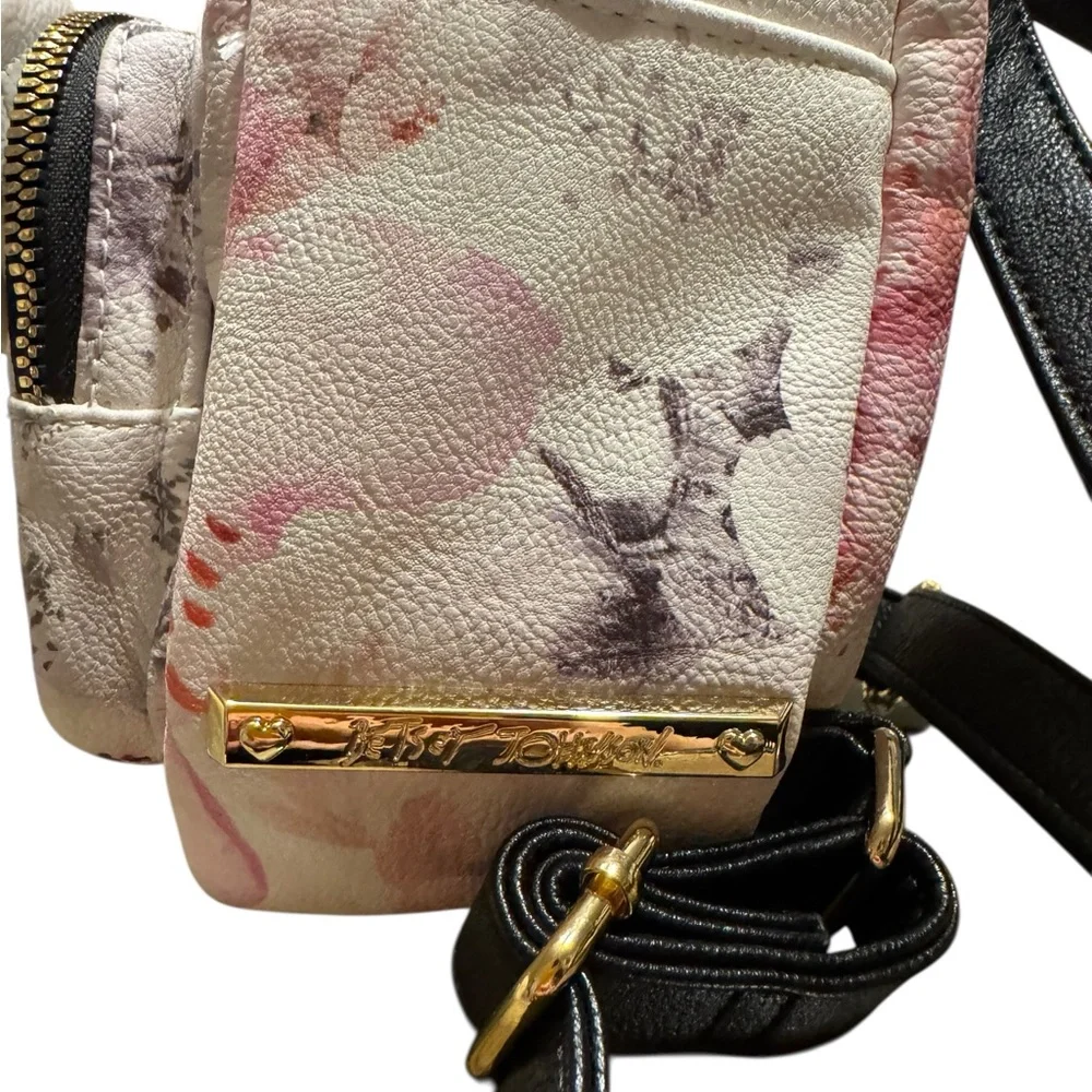 Betsey Johnson Floral Dog Face Mini Backpack/ Purse in Light Pink - Picture 4 of 10